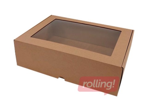 Iesaiņošanas kastes, 340x250x100mm, ar logu, brūna, 10gab.