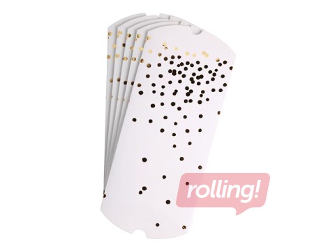 Dāvanu kastītes, Golden Dots, kartona, baltas, 210x100mm, 5 gab.