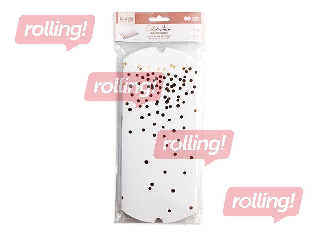 Dāvanu kastītes, Golden Dots, kartona, baltas, 210x100mm, 5 gab.