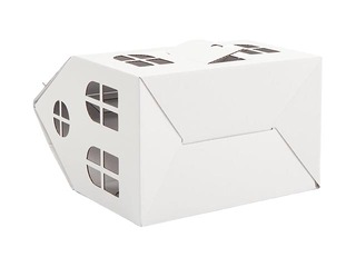 Dāvanu kastīte Ziemassvētku mājiņa, kartona, balta, 200x130x120mm (+90mm)