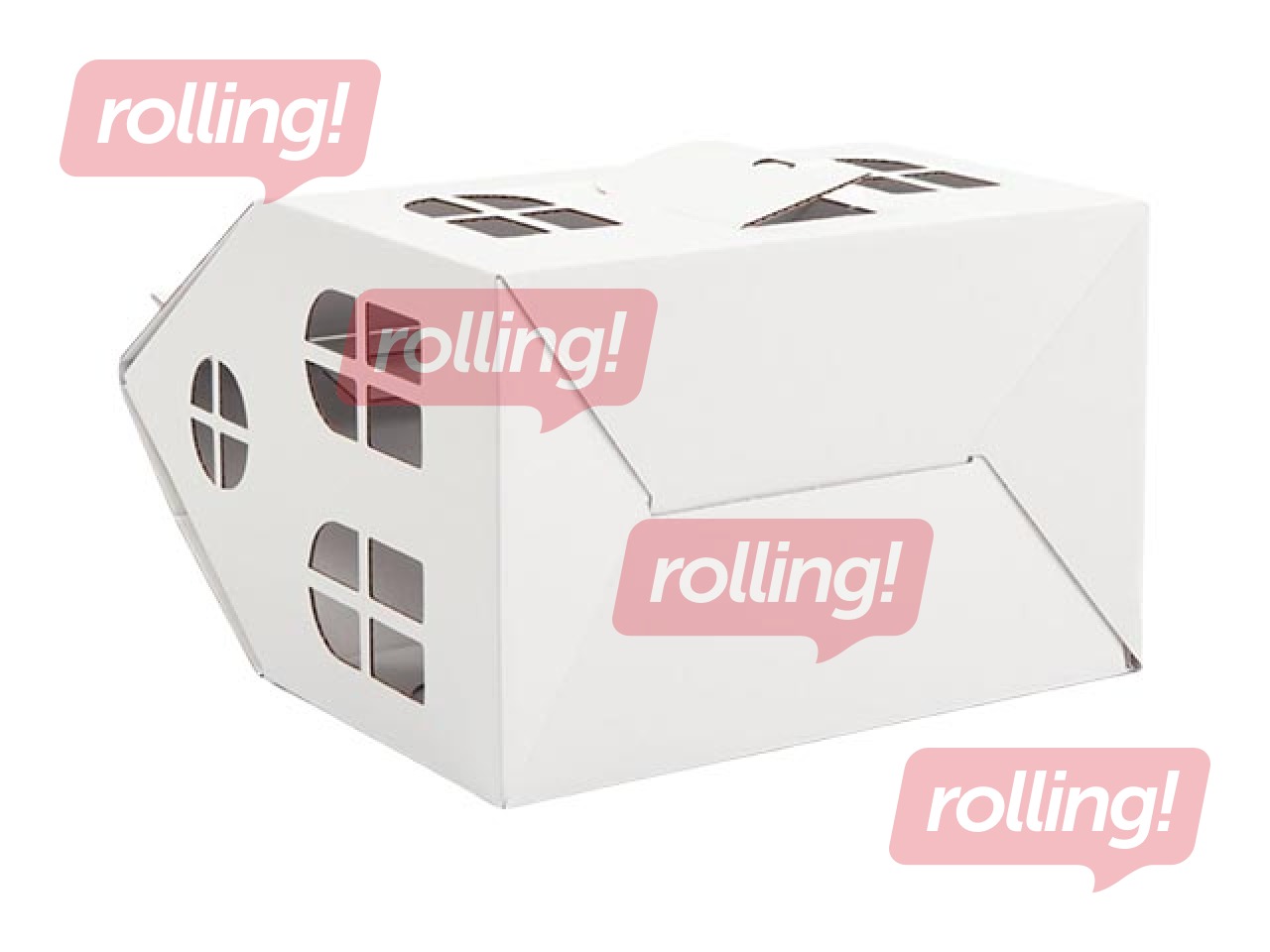 Dāvanu kastīte Ziemassvētku mājiņa, kartona, balta, 200x130x120mm (+90mm)