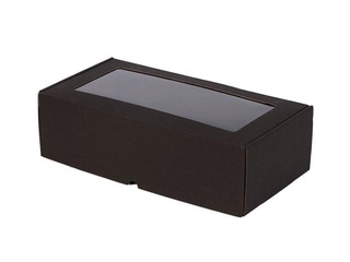 Packaging box with a window, black, 320x165x93mm