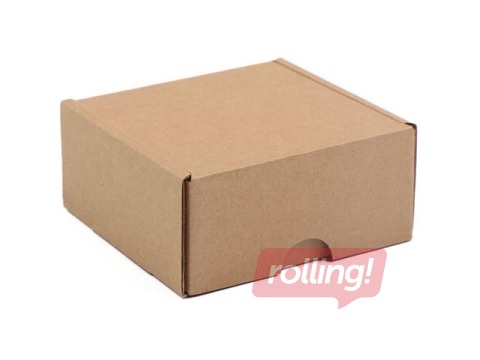 Corrugated cardboard box with flap lid, brown, 100x100x50mm