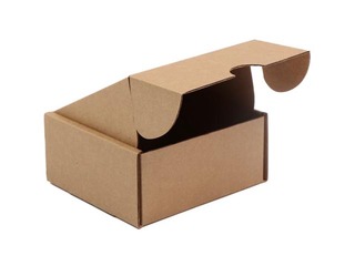 Corrugated cardboard box with flap lid, brown, 100x100x50mm