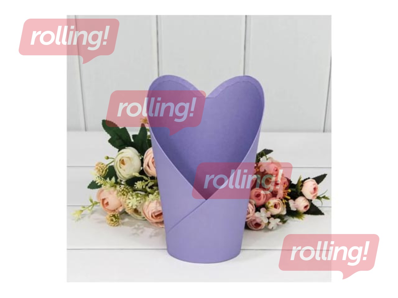 Dāvanu kaste ziediem, violeta