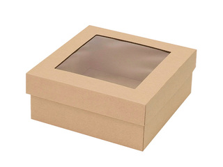 Iesaiņošanas kaste ar logu, brūna, 370x370x120mm