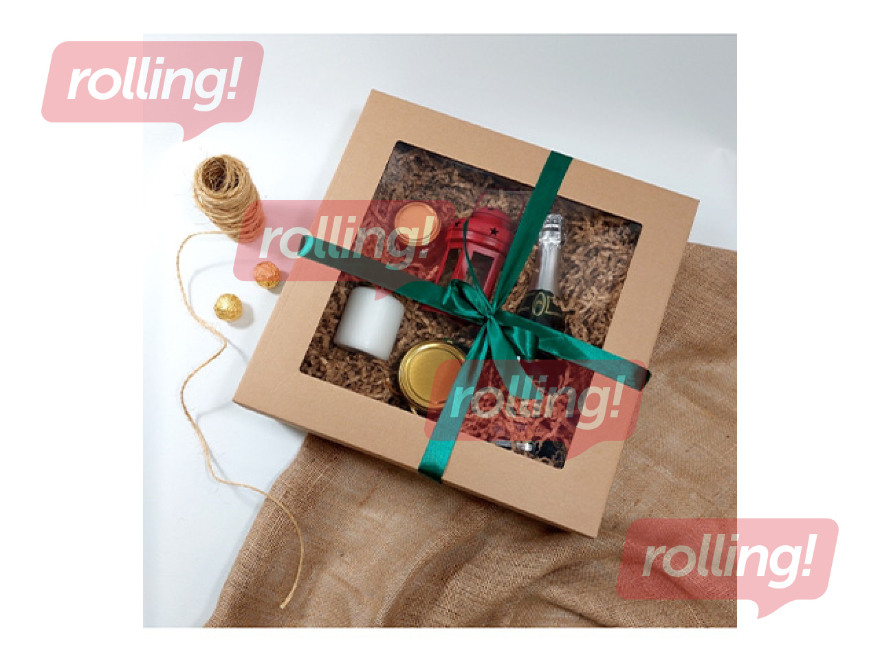 Iesaiņošanas kaste ar logu, brūna, 370x370x120mm