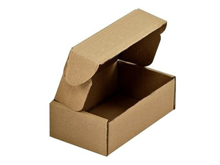 Corrugated cardboard box with hinged lid, brown, 215x130x70mm