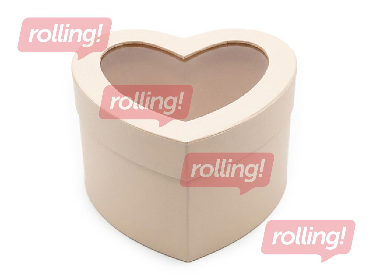 Dāvanu kastīte sirds formā, ar logu, maigi rozā, 130 x 120 x 850mm