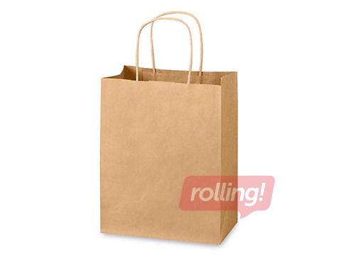 Dāvanu maisiņš papīra TOPTWIST 190x80x210 mm, brūns, kraftpapīrs