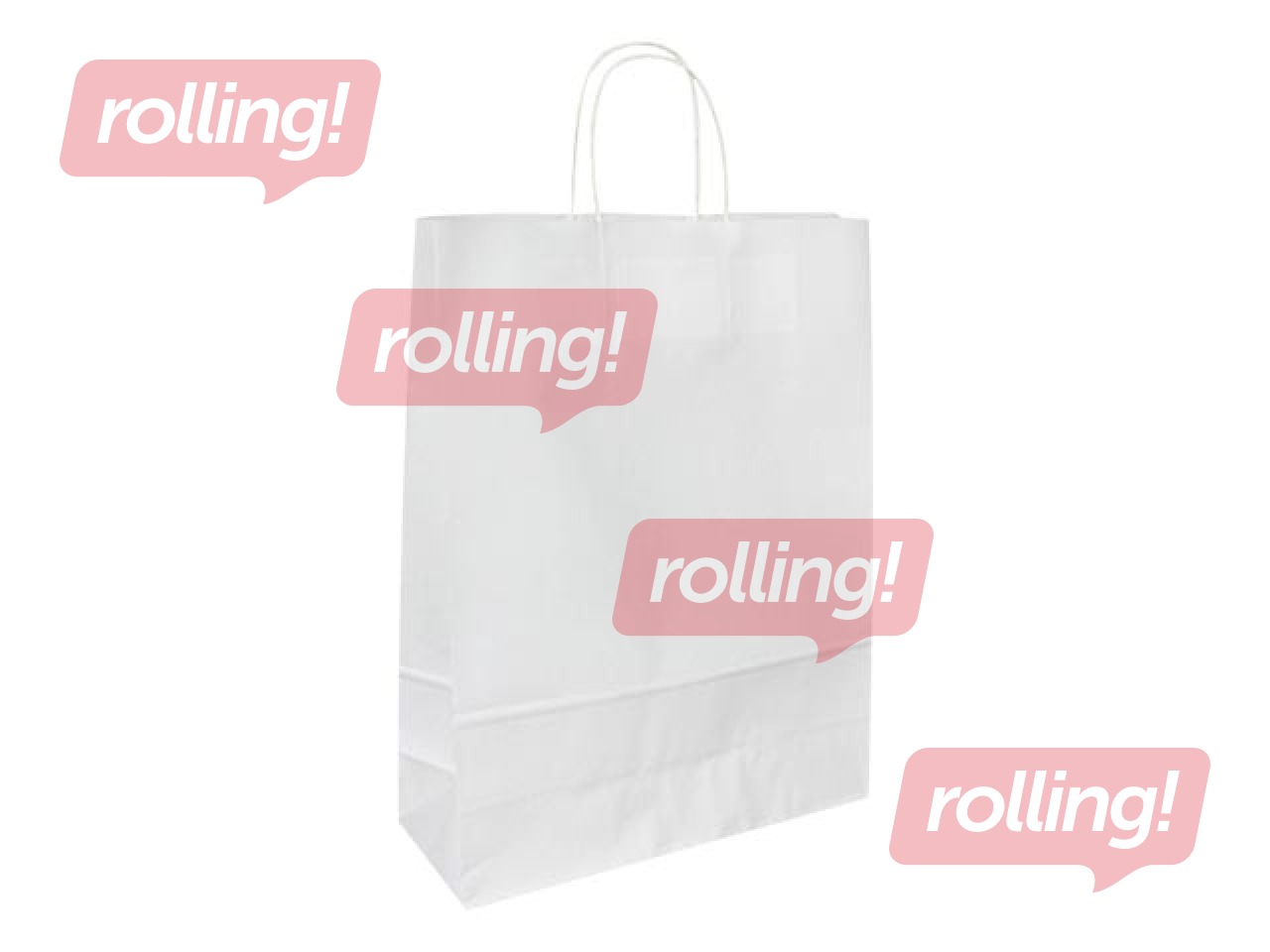 Dāvanu maisiņš ar vītiem rokturiem, balts, 320x120x410mm