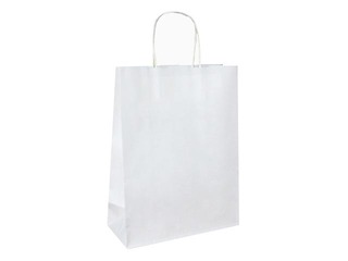 Gift bag with twisted handle, white, 220x100x310mm