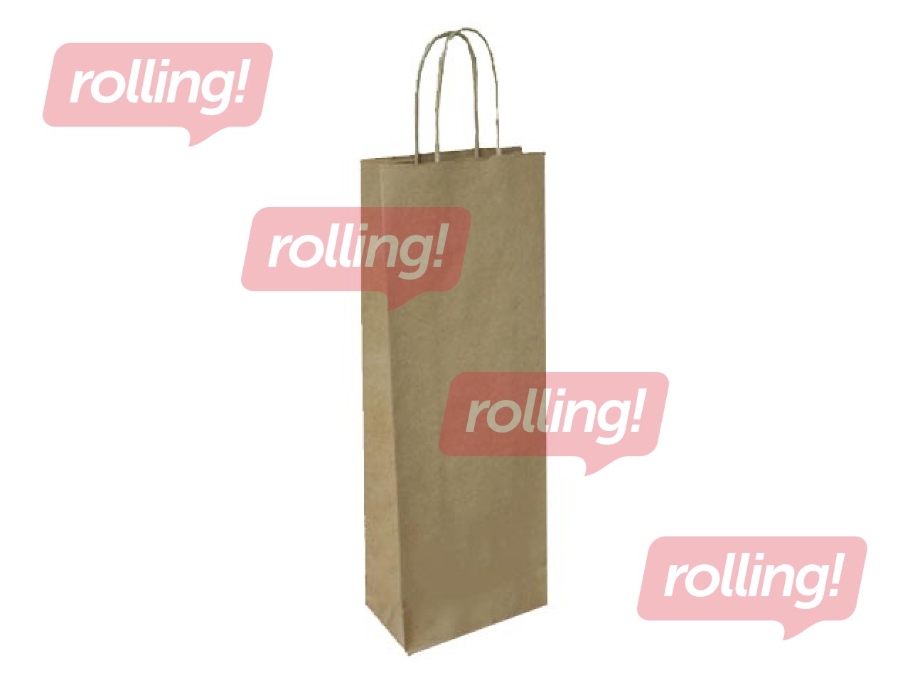 Papīra maisiņš ar pītu rokturi pudelēm 140x80x390mm, brūns (rievots)