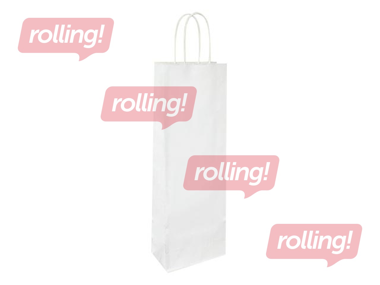 Papīra maisiņš ar pītu rokturi pudelēm 140x80x390mm, balts