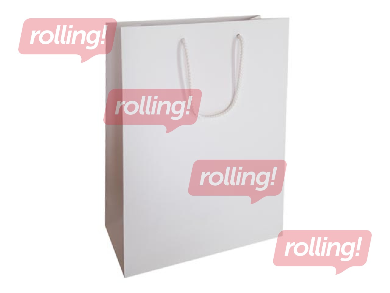 Paper bag with fabric handle, matte white, 230x100x330mm