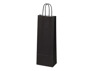 Paper bag with twisted handle for bottles, kraft paper, black/white, 140x80x390mm