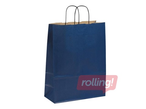 Dāvanu maisiņš papīra TOPTWIST 190x80x210mm, zils kraftpapīrs