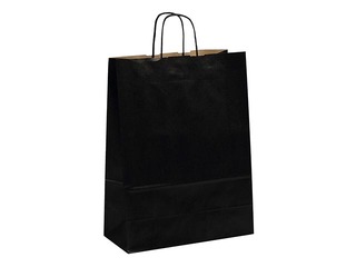 Paper gift bag TOPTWIST 190x80x210mm, black kraft paper