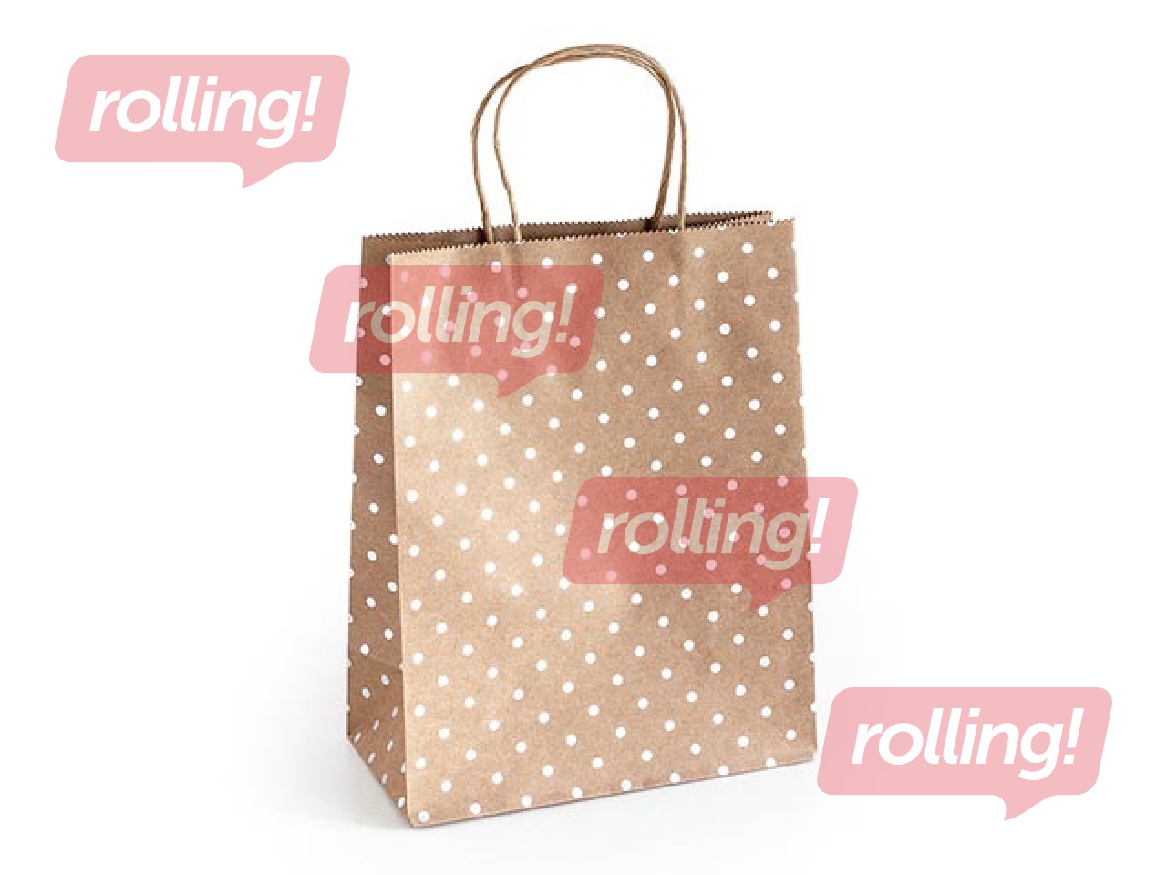 Paper bag with handles, 200x100x250mm, brown with silver dots, 5 pcs
