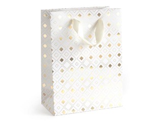 Sangadega paberkott, 150x80x200mm, valge kuldmotiiviga, 5 tk