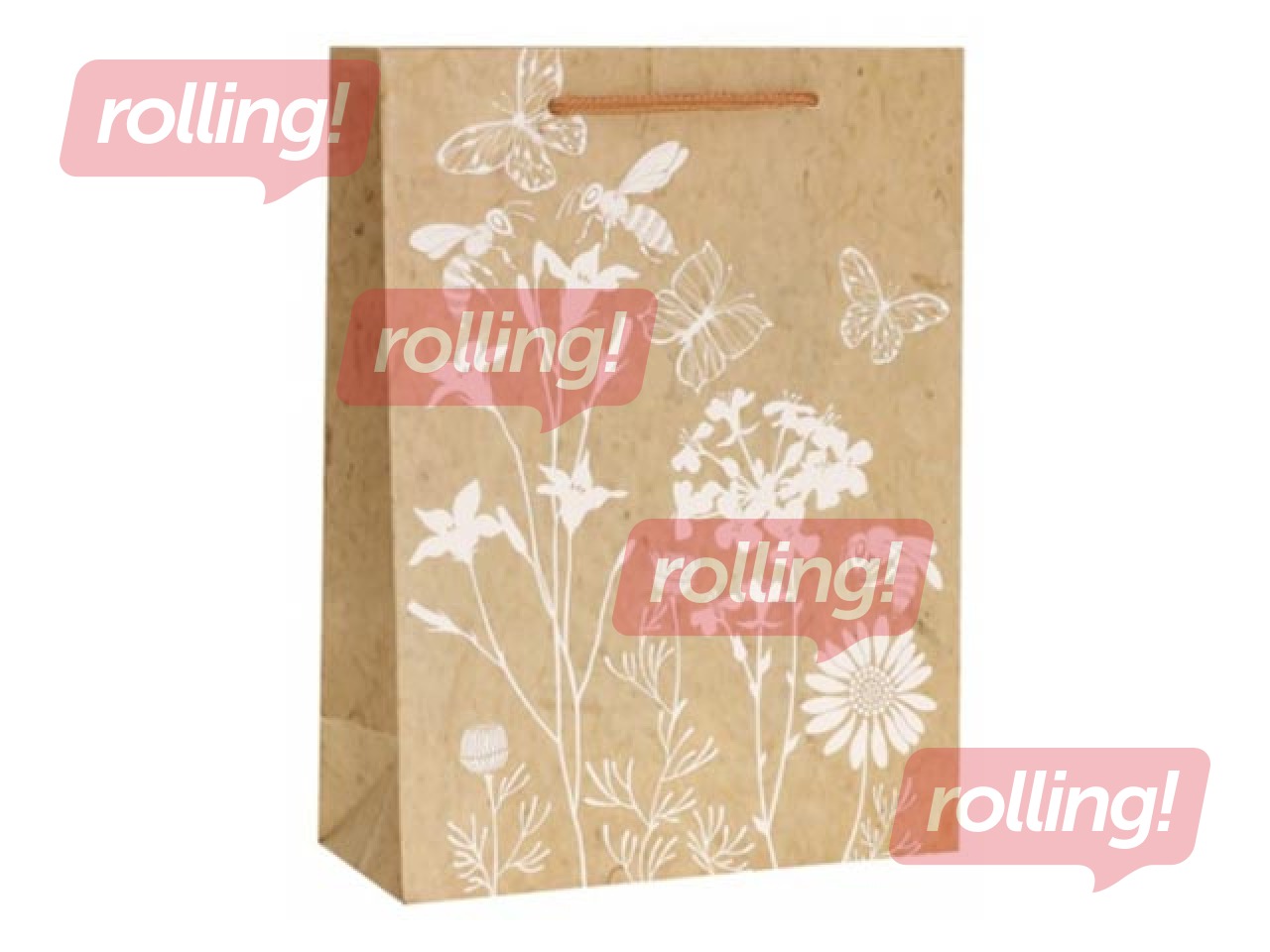 Papīra maisiņš ar rokturiem, 180x85x240mm, Flowers