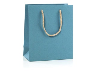 Paper bag with handles, 270x120x370 mm, sky blue