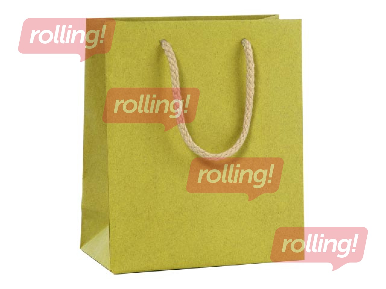 Papīra maisiņš ar rokturiem, 220x100x290 mm, sinepju