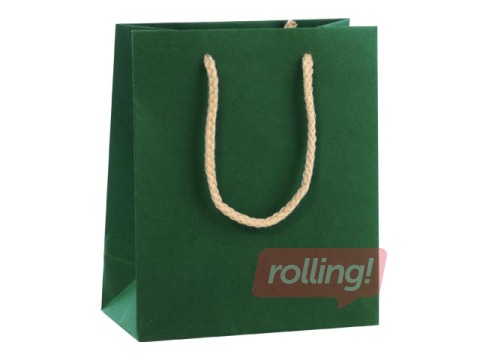 Papīra maisiņš ar rokturiem, 220x100x290 mm, tumši zaļš