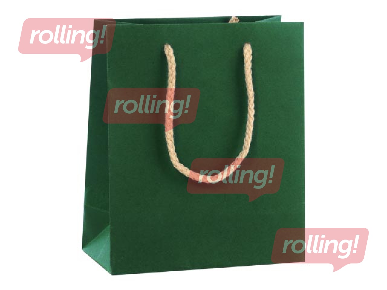 Papīra maisiņš ar rokturiem, 100x65x120 mm, tumši zaļš
