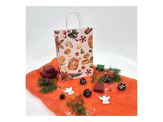 Ziemassvētku dāvanu maisiņš ar rokturiem, kraftpapīra, brūns, 220x100x310mm