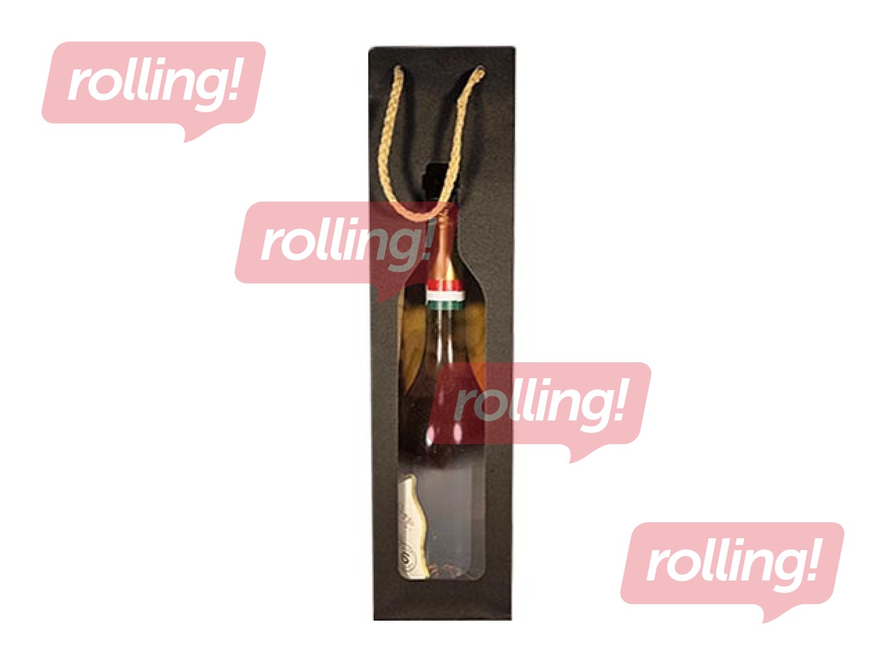 Paberist kingituse kott pudelitele aknaga, must, 90x85x370mm