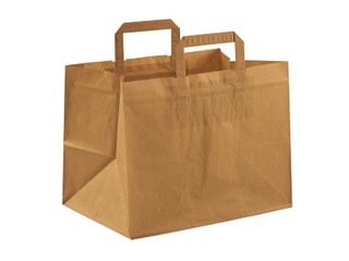 Paper Bag with Handles Take-Away, Brown, 260x175x245mm