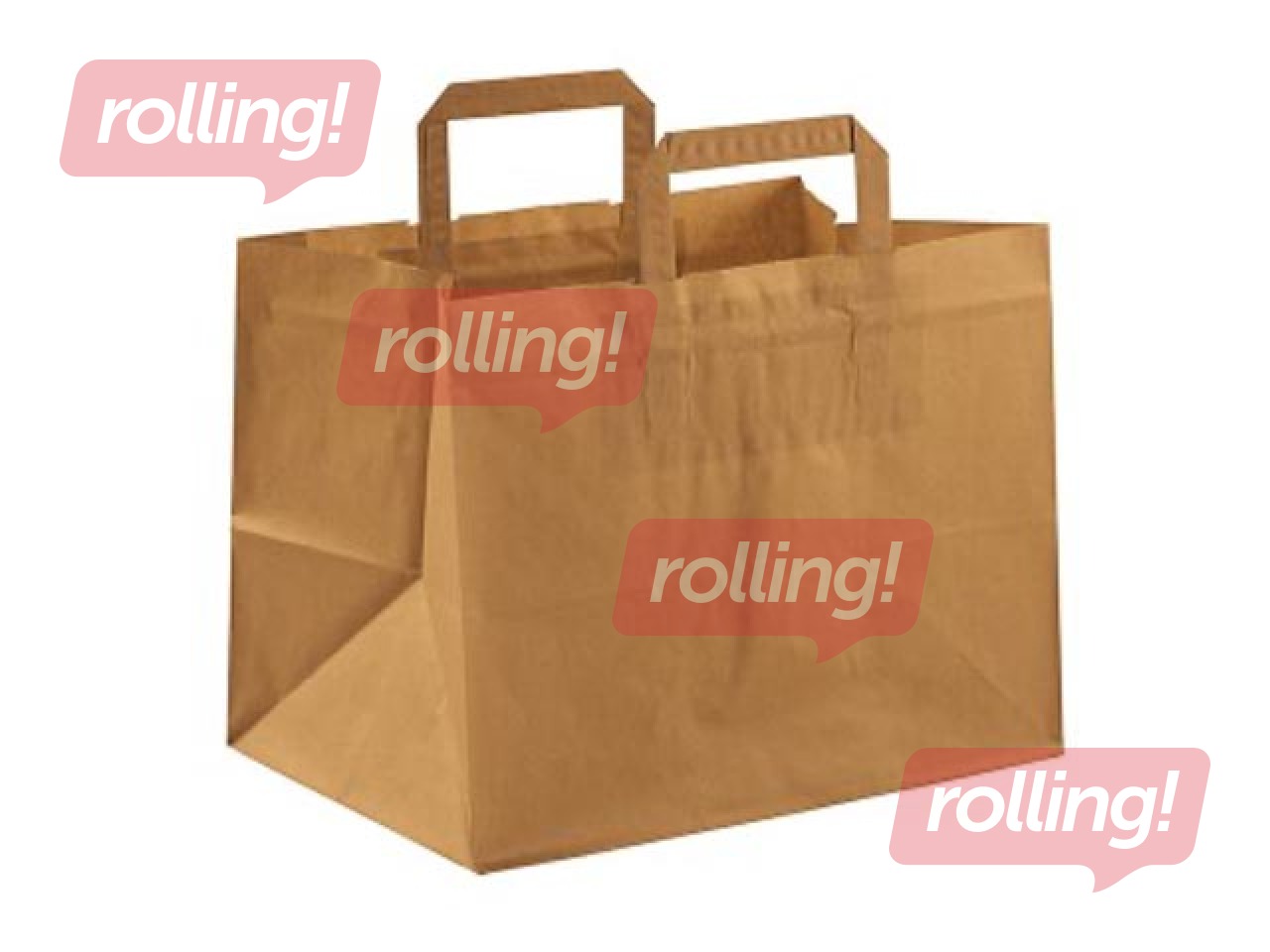 Paper Bag with Handles Take-Away, Brown, 260x175x245mm