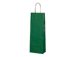 Paper bag for bottles, green, 140x80x390mm
