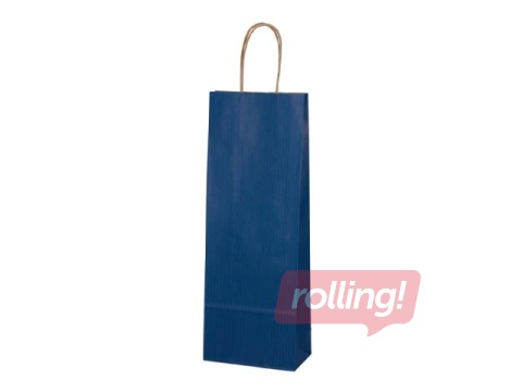 Paper bag for bottles, blue, 140x80x390mm