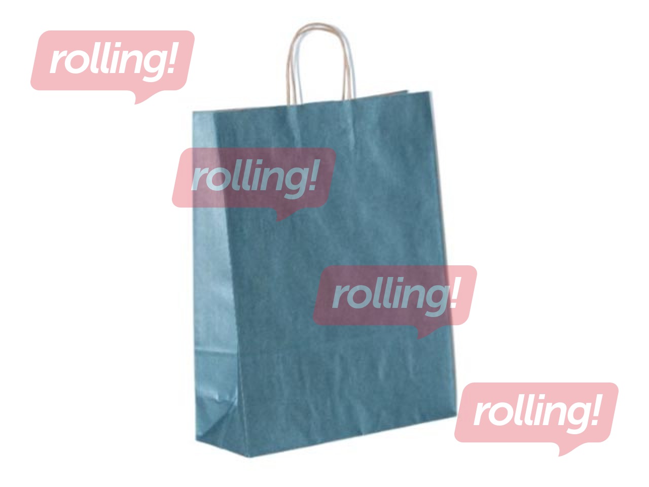 Papīra maisiņš ar rokturiem, zils ar spīdumu, 220x100x310mm