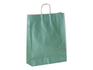 Paper bag with handles, green with shine, 220x100x310mm