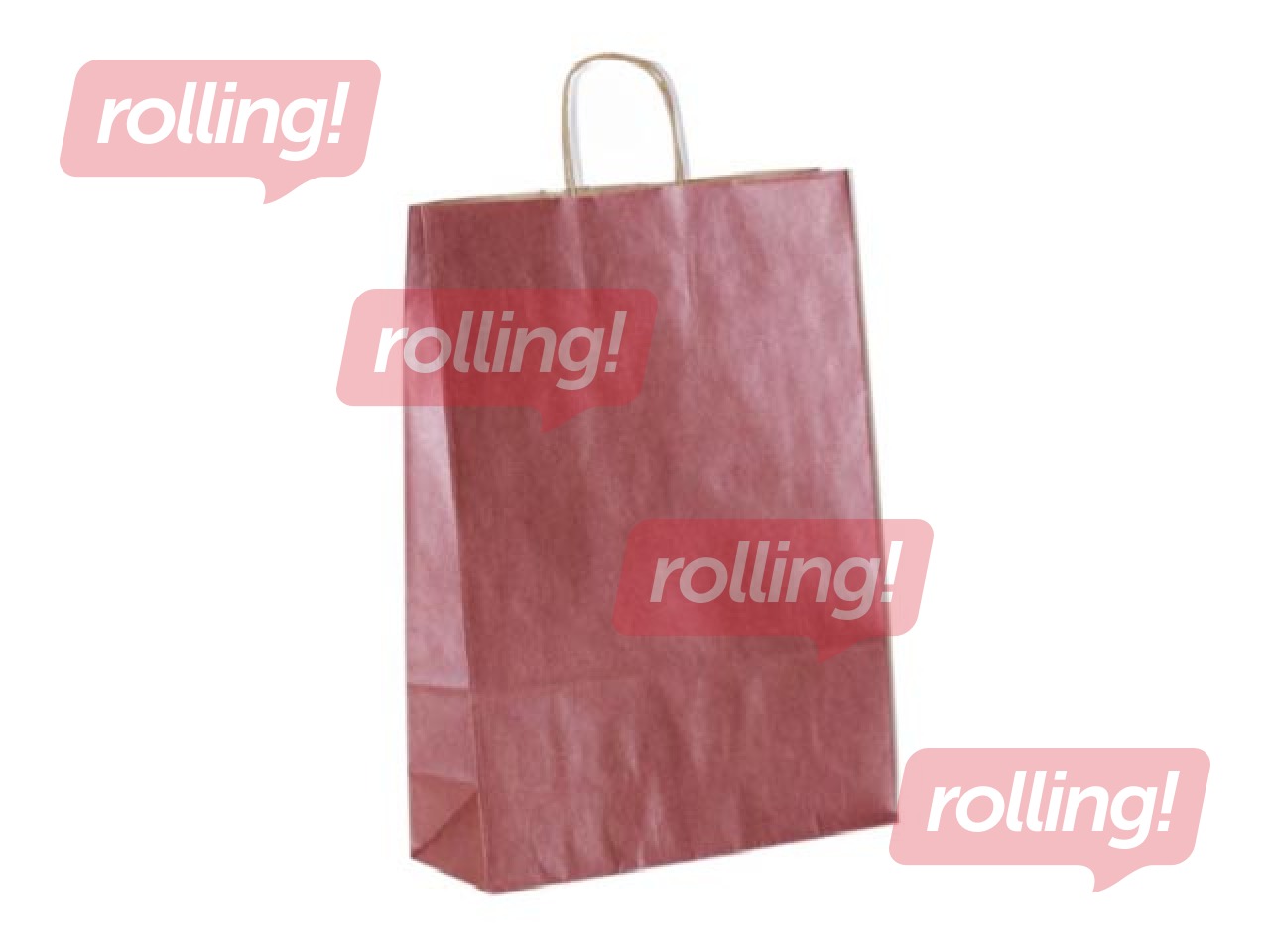 Paper bag with handles, red with shine, 180x80x220mm