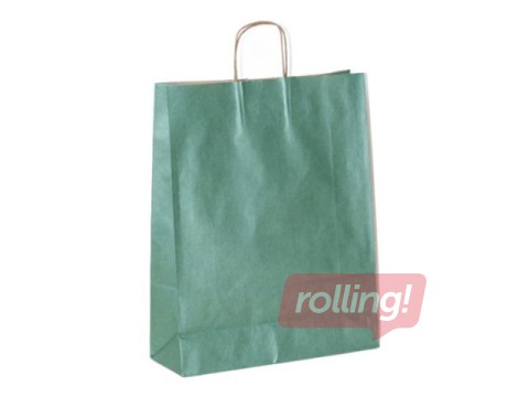 Бумажный пакет с ручками, зелёный с блеском, 180x80x220мм