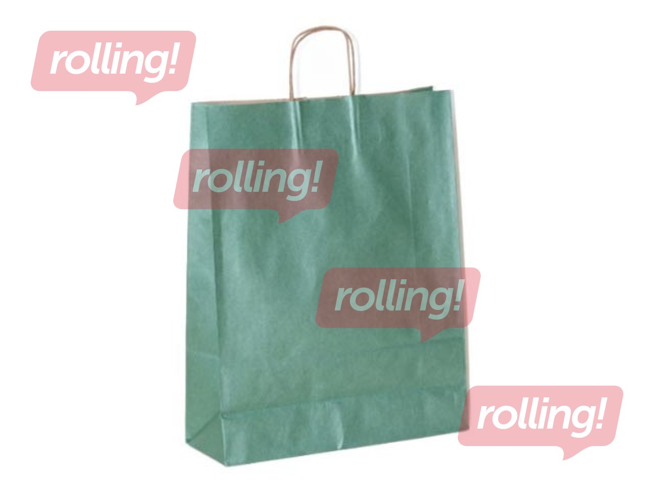 Papīra maisiņš ar rokturiem, zaļš ar spīdumu, 180x80x220mm