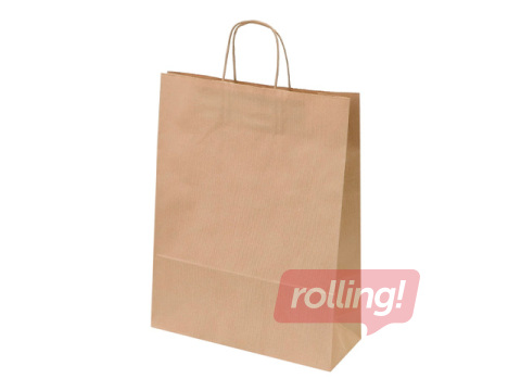 Gift bag with twisted handle, brown, 320x120x410mm