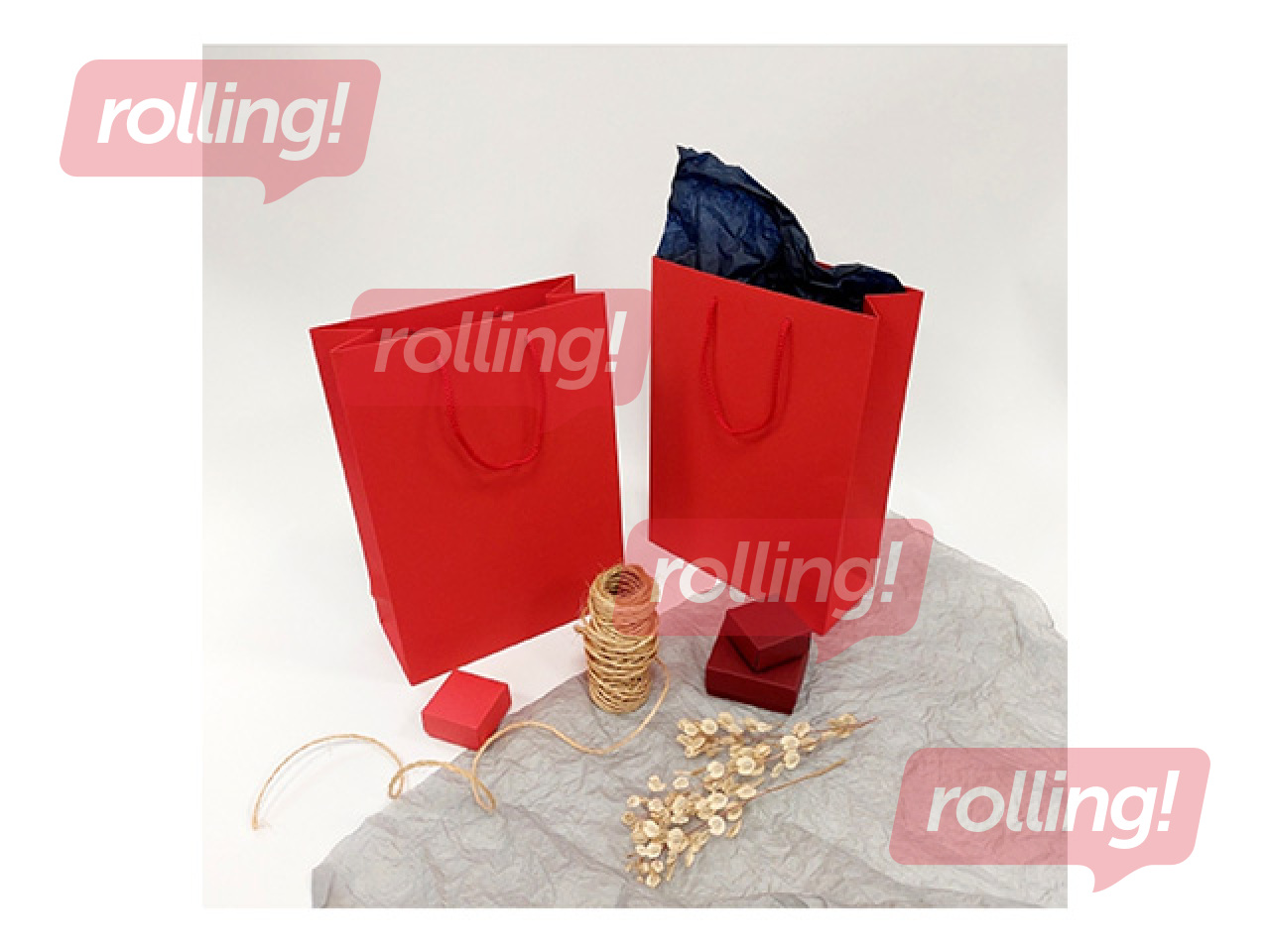 Paper bag with handles, red, 230x100x330mm