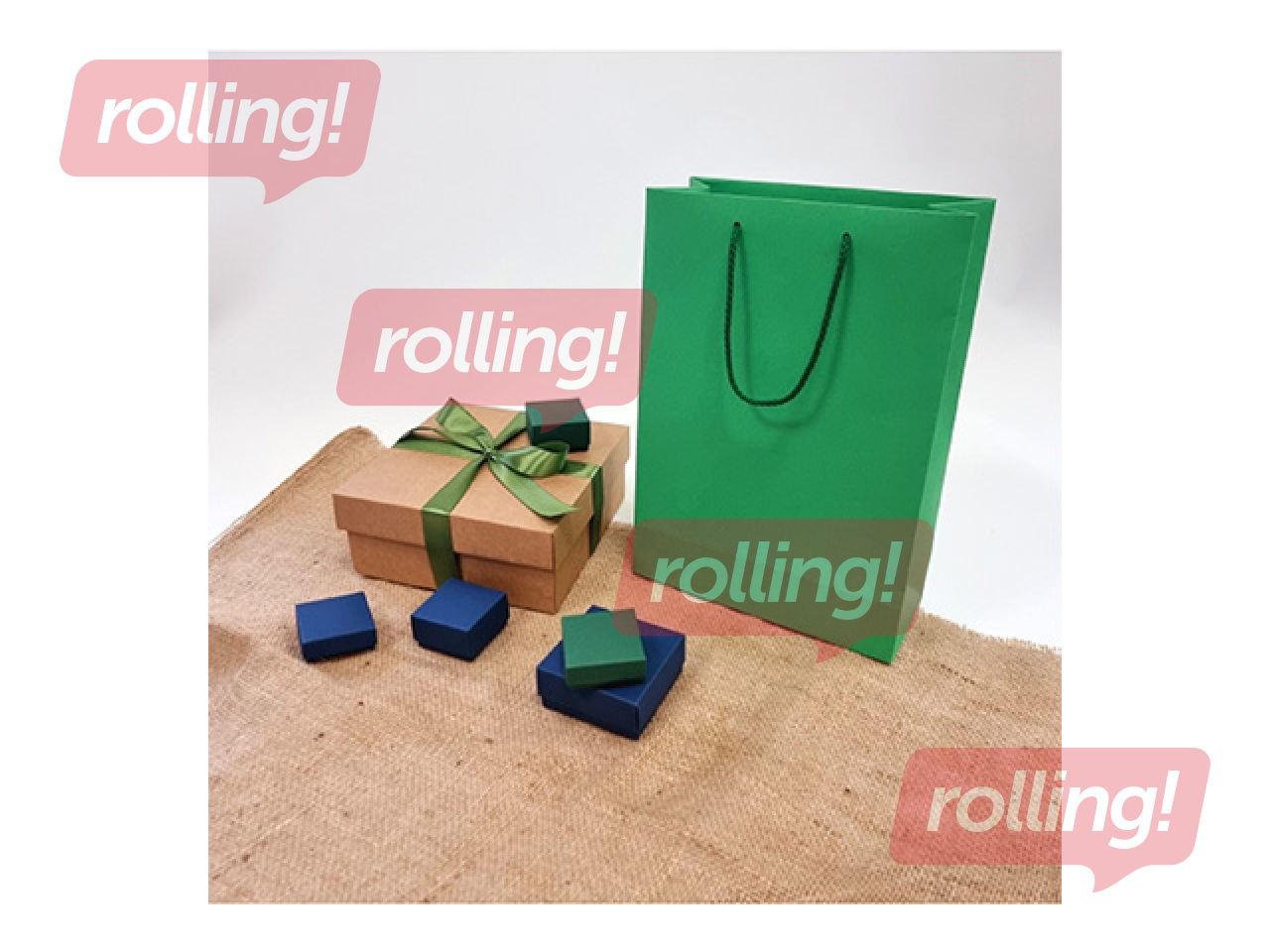 Papīra maisiņš ar rokturiem, zaļš, 230x100x330mm