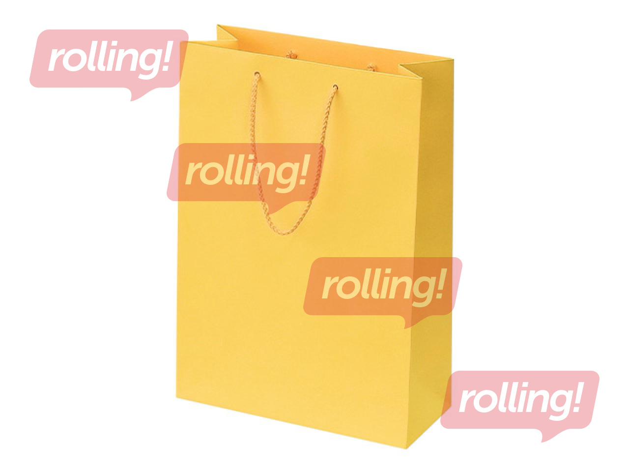 Papīra maisiņš ar rokturiem, dzeltens, 230x100x330mm