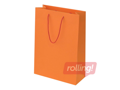 Papīra maisiņš ar rokturiem, oranžs, 230x100x330mm