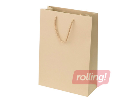 Paper bag with handles, beige, 230x100x330mm