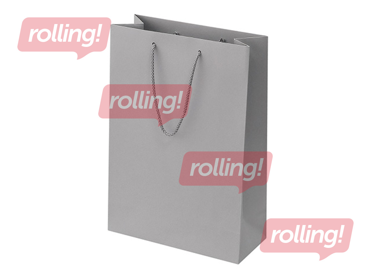 Papīra maisiņš ar rokturiem, gaiši pelēks, 230x100x330mm