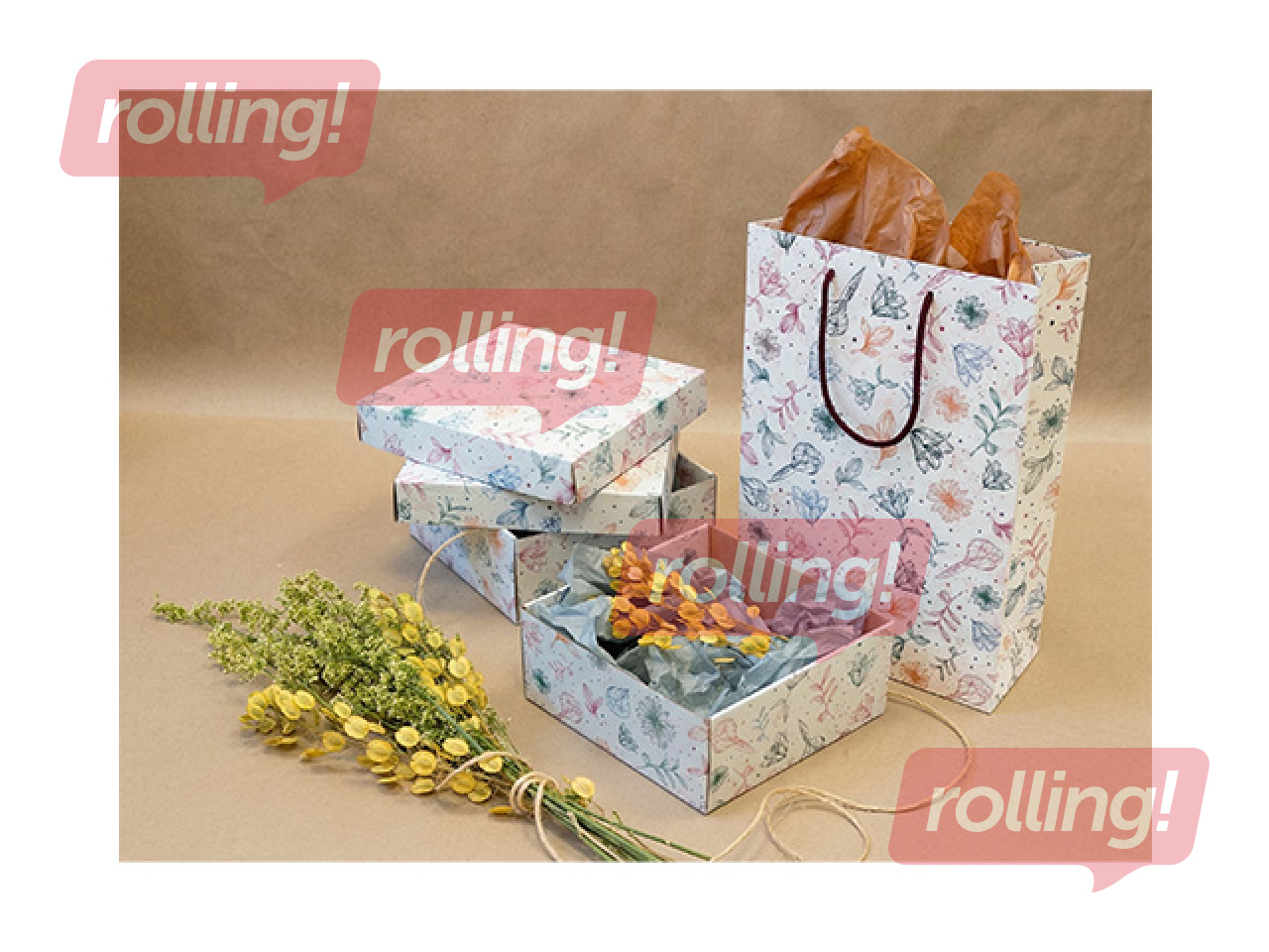 Paper bag with handles and design, 230x100x330mm