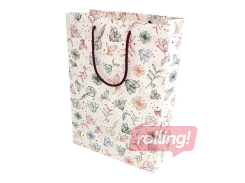 Papīra maisiņš ar rokturiem un dizainu, 230x100x330mm