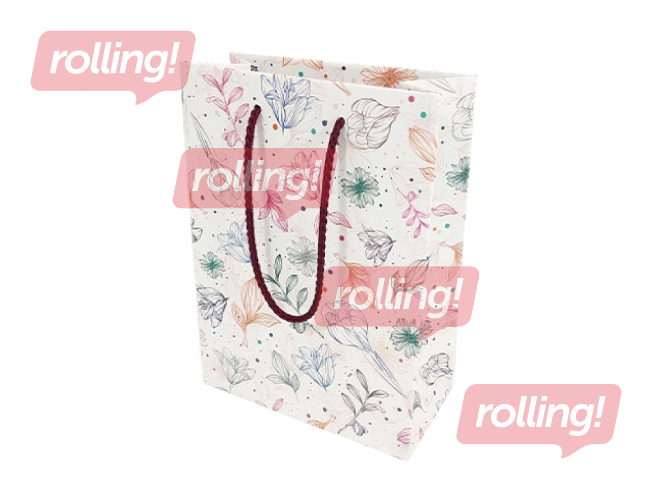 Papīra maisiņš ar rokturiem un dizainu, 160x80x220mm